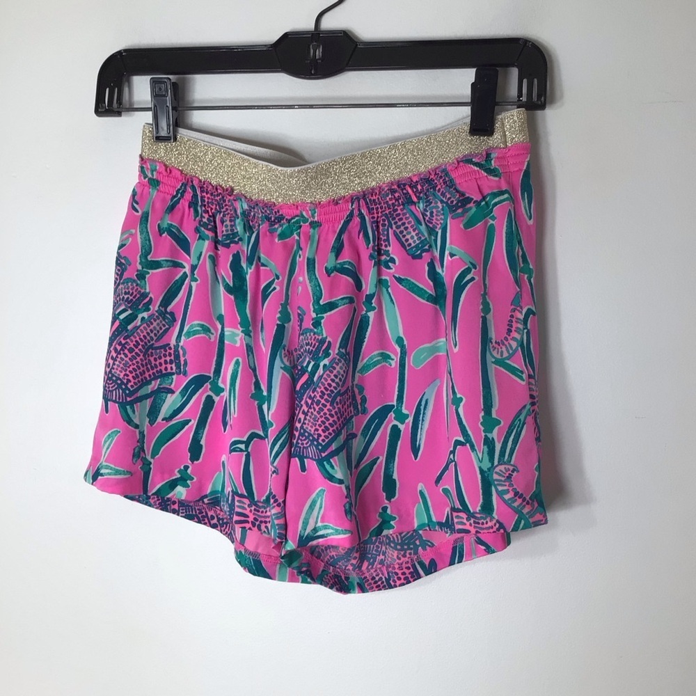 Lilly Pulitzer shorts women pink gold sparkle elephant turtle xs